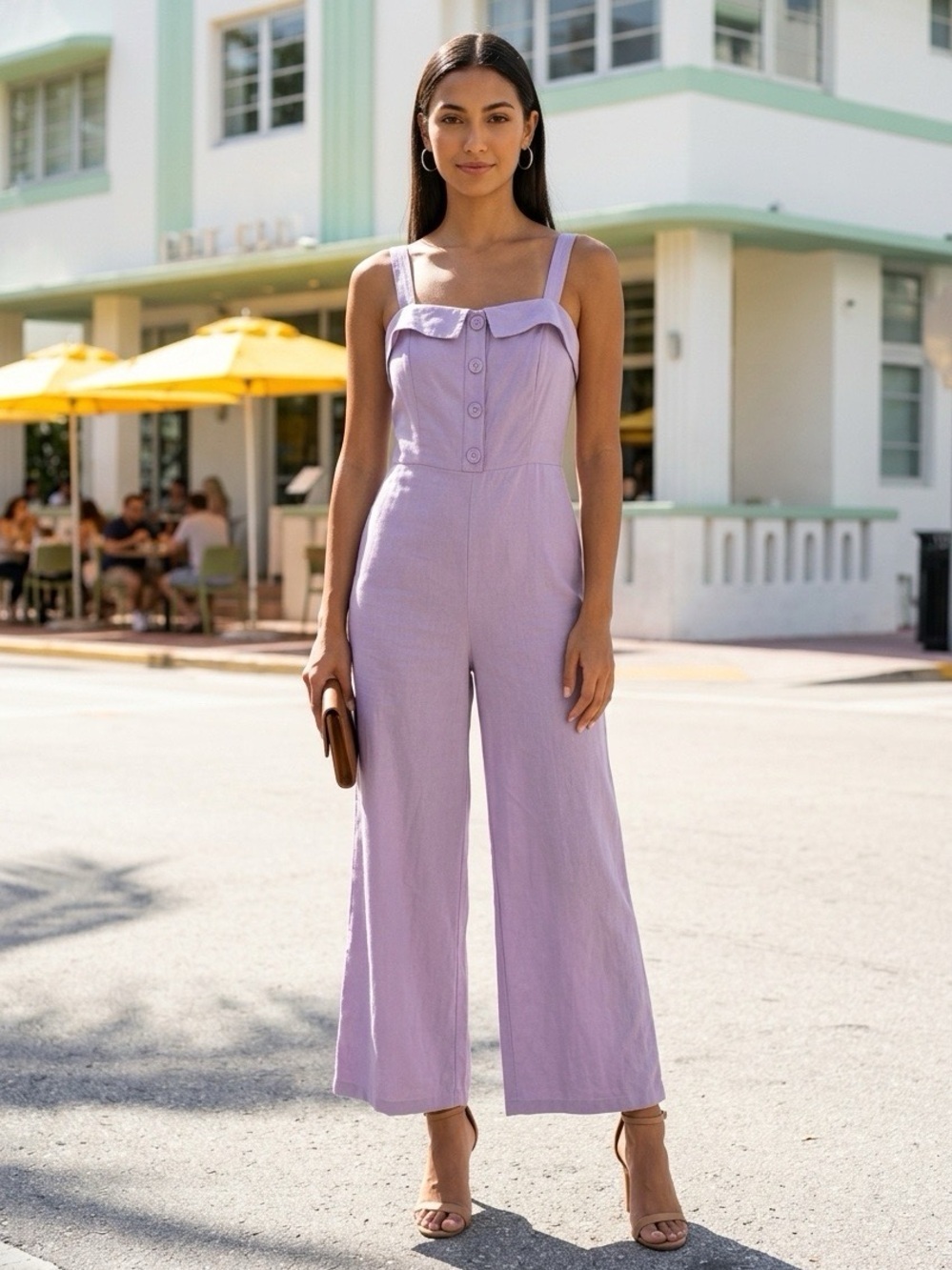 GB Lavender Sleeveless Women's Jumpsuit Size Medium Wide Leg